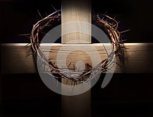 Crown of thorns and wooden cross