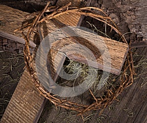 Crown of Thorns and Wooden Cross