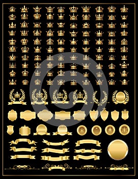 Crown, vector collection, gold