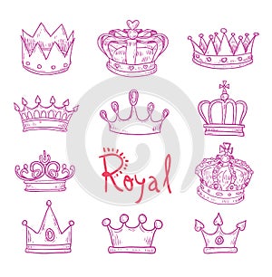 Crown, vector hand drawn vector