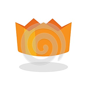 Crown vector for king or queen gold icon flat design, royal corona golden cute 3d object isolated on white cartoon illustration