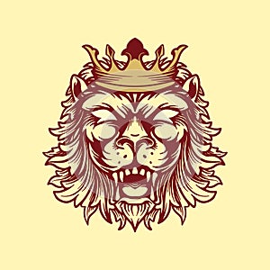 Crowned lion style vintage illustration vector