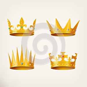 Crowns for king or queen, 3d royal headdress