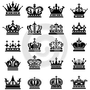 Crowns king queen royal silhouettes