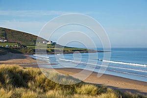 Croyde beach Devon England UK with sand dunes in summer