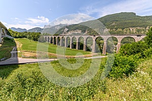 Crozet railway viaduct and Crozet motorway viaduct in IsÃ¨re. City of Vif