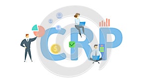 CRP, Conservation Reserve Program. Concept with keyword, people and icons. Flat vector illustration. Isolated on white.