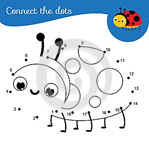 Crtoon ladybug. Connect the dots. Dot to dot by numbers activity for kids and toddlers. Children educational game photo