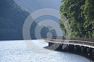 Cruachan viaduct road bend over water at Loch Awe