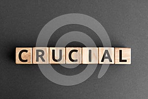 Crucial - word from wooden blocks with letters photo
