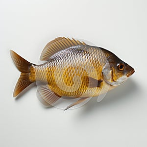 Crucian crap fish on white background