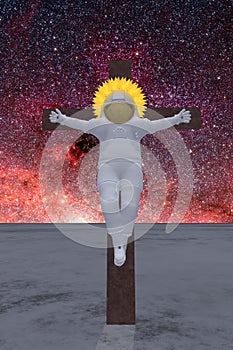 Crucified Astronaut with Halo