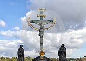 Crucifix and Calvary, Charles Bridge, Prague, Czech Republic