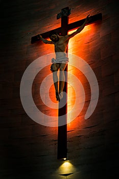 Crucifix of the Catholic Christian faith in silhouette. photo