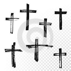 Crucifix cross hand drawn paint brush vector icon photo