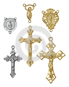 Crucifix Crosses and Rosary Center Pieces