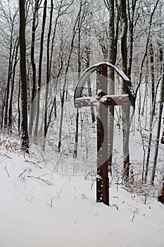 Crucifix in forest near Kacin, Slovakia