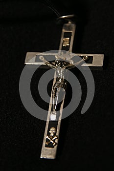 Crucifix with Jesus and Skull and Crossbones photo