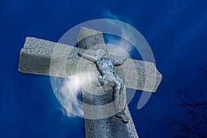 Crucifix with magical light photo