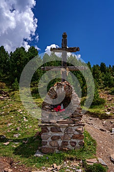 Crucifix in the mountains, South Tyrol.