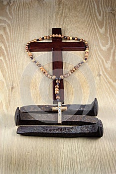 Crucifix, Rosary and Three Spikes