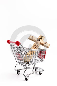 Crucifix in shopping cart