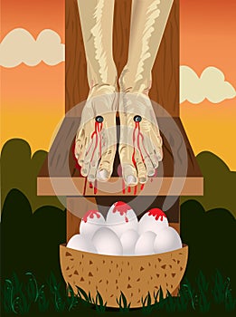 Crucifixion with basket of eggs