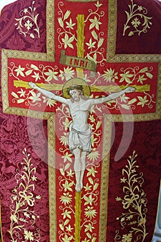 Crucifixion, detail of church vestment made by Sisters of Charity of Saint Vincent de Paul in Zagreb photo