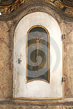 Crucifixion, door of the Tabernacle on the main altar in the Church of St Mary Magdalene in Cazma, Croatia