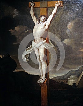 Crucifixion, French school, folower of Charles le Brun, oil on canvas, 17 century, the Passion in Art from Mimara Museum in Zagreb photo