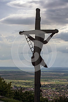 Crucifixion of Jesus above the city