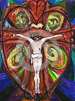 Crucifixion of Jesus Christ Abstract Painting