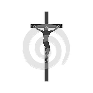 Crucifixion of Jesus Christ on the cross. Vector image on white isolate.