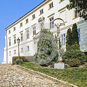 Crucifixion of Jesus Christ placed in the castle courtyard in Nitra city, Slovakia.