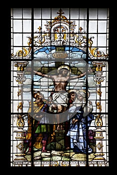 Crucifixion, Jesus died on the cross, stained glass