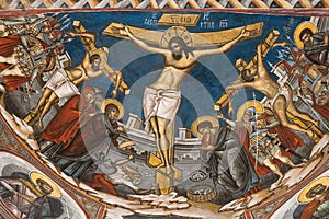 Crucifixion of Jesus. Icon from Modovita monastery photo