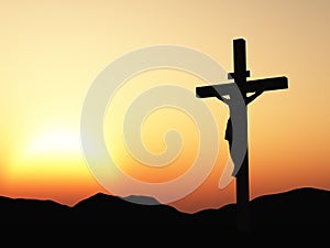 Crucifixion and sunset