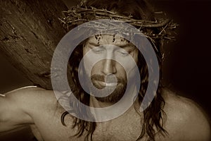 Crucifixtion Portrait in sepia