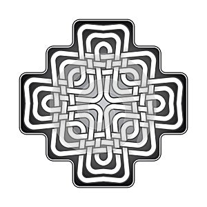 Cruciform logo template in Celtic knots style. Stylish tattoo symbol