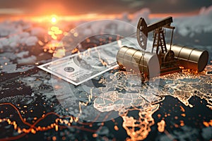 Crude market fluctuations: analyzing the dynamic shifts in oil prices per barrel. tracing the rise and fall patterns photo