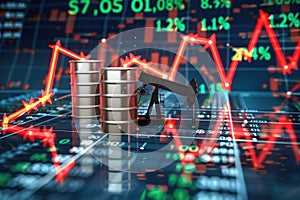 Crude market fluctuations: analyzing the dynamic shifts in oil prices per barrel. tracing the rise and fall patterns photo