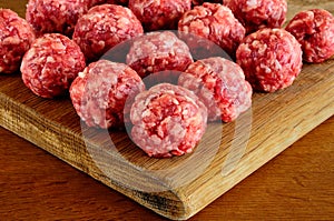 Crude meat balls from beef