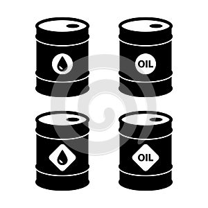 Crude oil barrel icons set