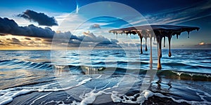 crude oil leak into ocean crude oil contaminate ocean pollution AI-Created Content photo