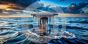 crude oil leak into ocean crude oil contaminate ocean pollution Generative By AI photo