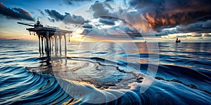 crude oil leak into ocean crude oil contaminate ocean pollution Generative By AI photo