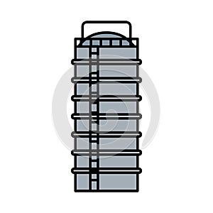 Crude oil storage reservoir tank with stairs