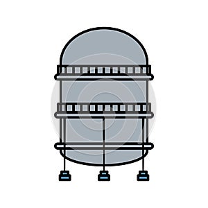 Crude oil storage reservoir tank with stairs around