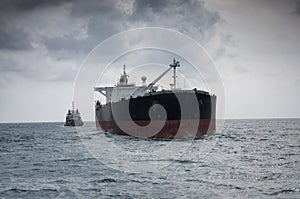 Crude oil tanker at sea photo