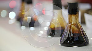 Crude oil in vial on exhibition